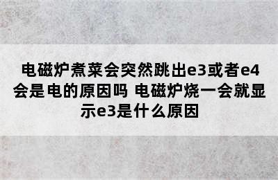 电磁炉煮菜会突然跳出e3或者e4会是电的原因吗 电磁炉烧一会就显示e3是什么原因